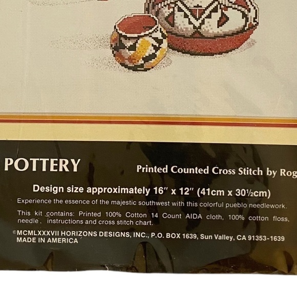 PUEBLO Pottery Printed Counted Cross Stitch Kit by Roger W Reinardy. New Sealed - Picture 4 of 4